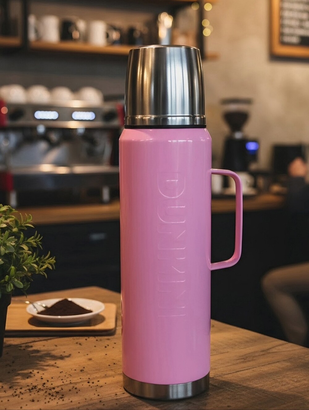 Dunkin Donuts Insulated Stainless Steel Travel Tumbler Thermos Pink. NWOT